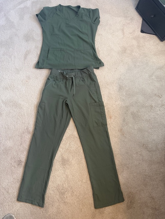 Med Couture Pants - Med Couture Olive Green Cargo Jogger Scrub Pants